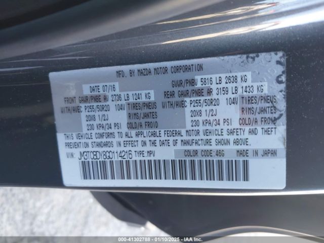JM3TCBDY8G0114216 Mazda Cx-9 Grand Touring