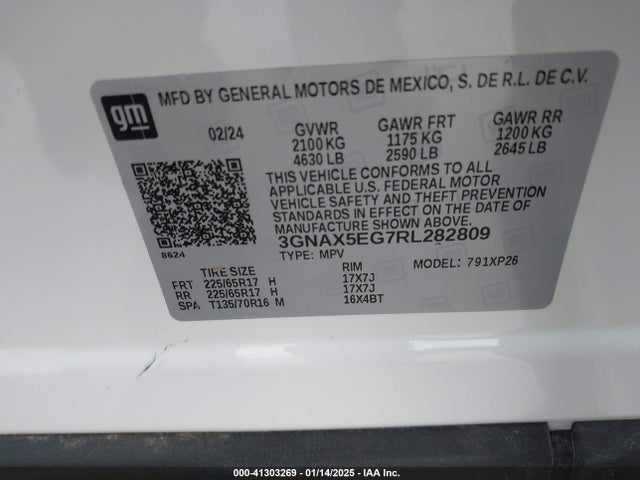3GNAX5EG7RL282809 Chevrolet Equinox Awd 1fl