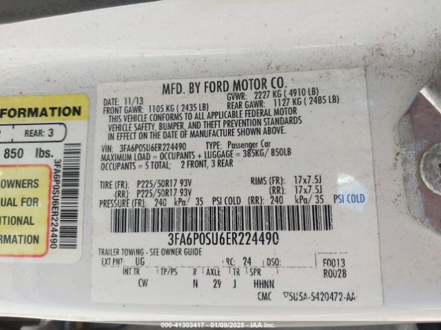 3FA6P0SU6ER224490 Ford Fusion Energi Titanium