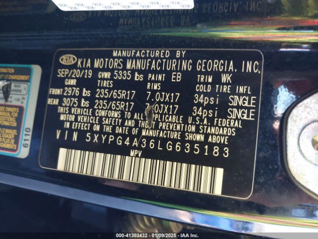 5XYPG4A36LG635183 KIA Sorento 2.4l Lx