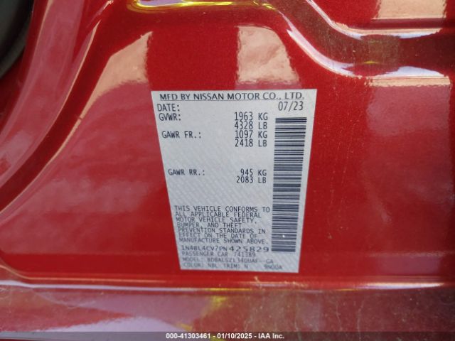 1N4BL4CV7PN425829 Nissan Altima Sr Fwd