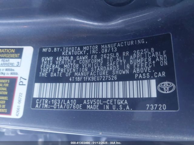 4T1BF1FK9EU727526 Toyota CAMRY XLE