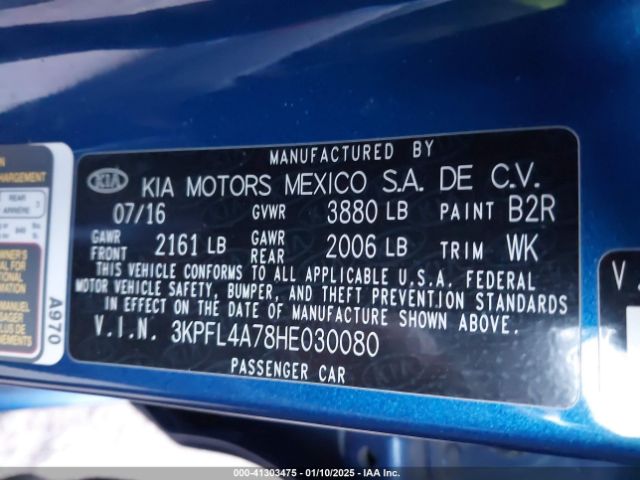 3KPFL4A78HE030080 KIA FORTE S