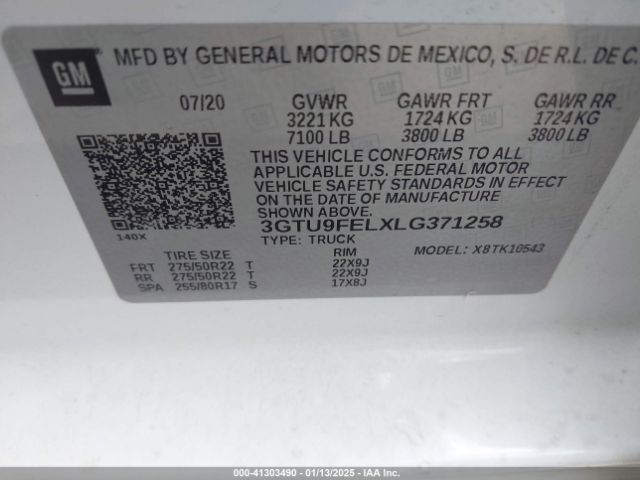 3GTU9FELXLG371258 GMC Sierra 1500 4wd  Short Box Denali