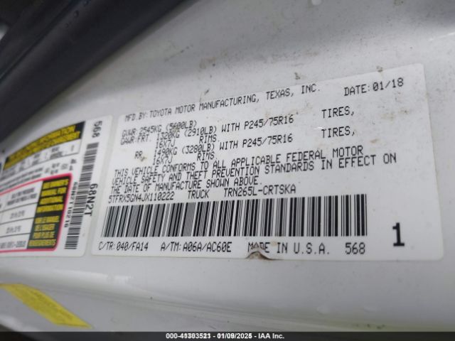 5TFRX5GN4JX110222 Toyota Tacoma Sr