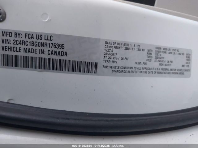 2C4RC1BG0NR176395 Chrysler Pacifica Touring L
