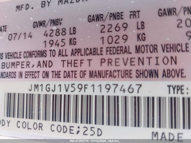 JM1GJ1V59F1197467 Mazda Mazda6 I Touring