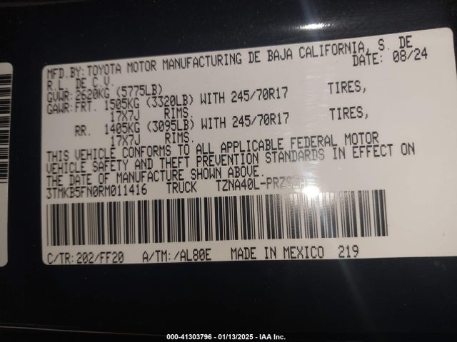 Toyota Tacoma Sr5 2024 3TMKB5FN0RM011416 Image 9