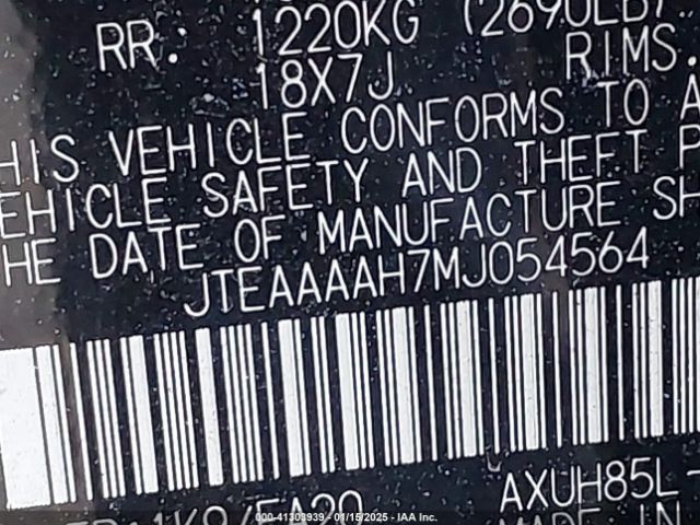 JTEAAAAH7MJ054564 Toyota VENZA LE