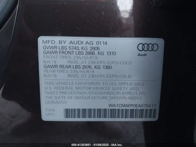WA1CMAFP0EA075417 Audi Q5 3.0 Tdi Premium Plus