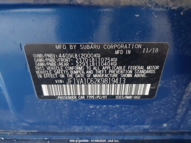 JF1VA1C62K9819413 Subaru Wrx Premium