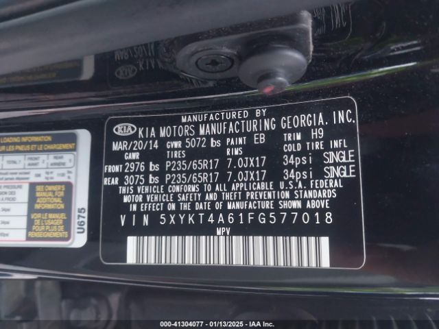 5XYKT4A61FG577018 KIA SORENTO LX