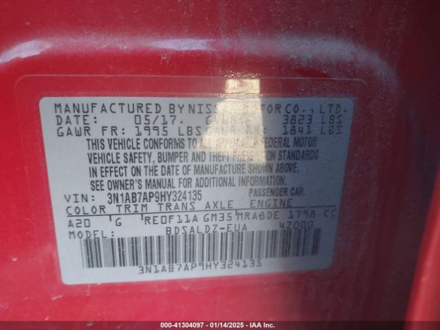 3N1AB7AP9HY324135 Nissan SENTRA SV