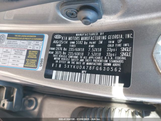 5XYKUDA78FG630562 KIA Sorento Ex V6