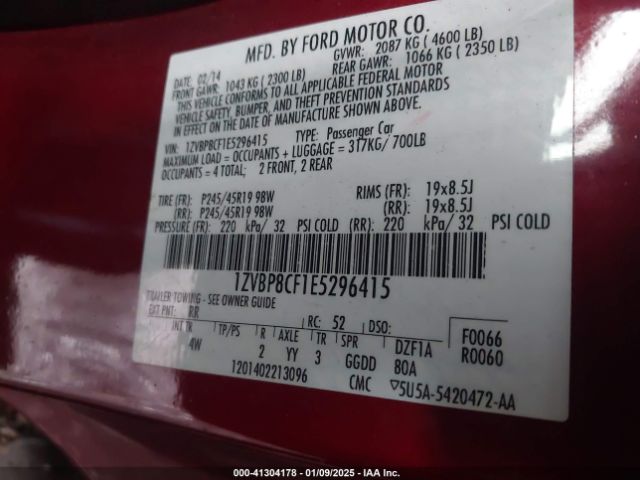 1ZVBP8CF1E5296415 Ford Mustang Gt Premium