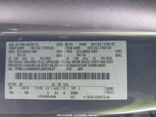 1FMCU9MN8RUB53027 Ford Escape St-line