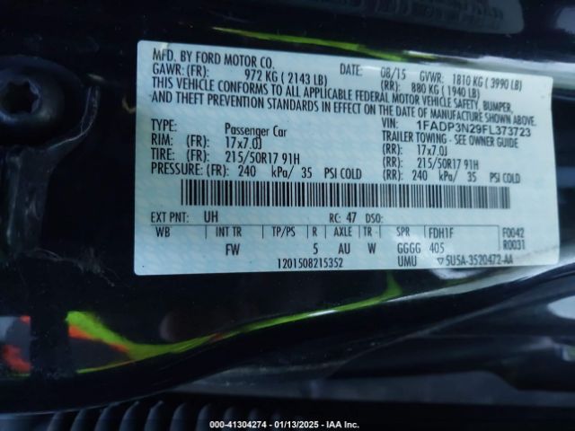 1FADP3N29FL373723 Ford Focus Titanium