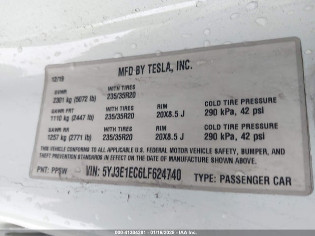 2020 TESLA MODEL 3 5YJ3E1EC6LF624740 Photo 8