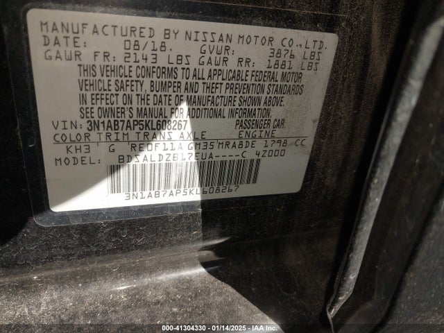 Nissan SENTRA SV 2019 3N1AB7AP5KL608267 Image 9