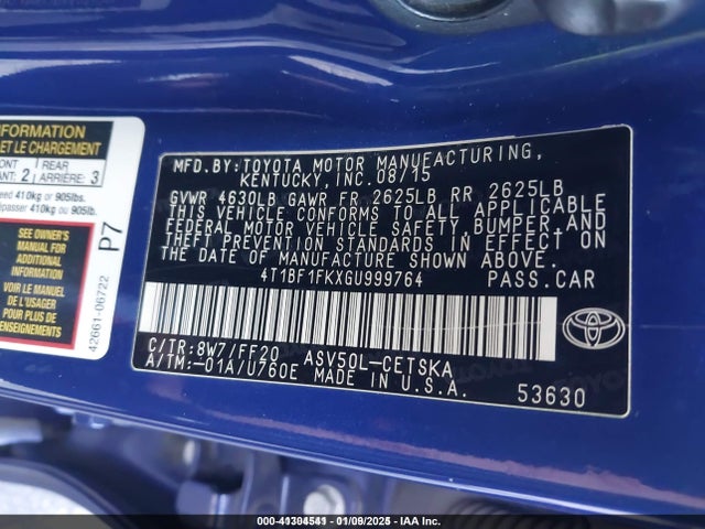 Toyota CAMRY SE 2016 4T1BF1FKXGU999764 Image 9
