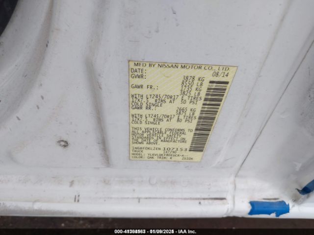 1N6BF0KL2EN107153 Nissan Nv Cargo Nv1500 S V6