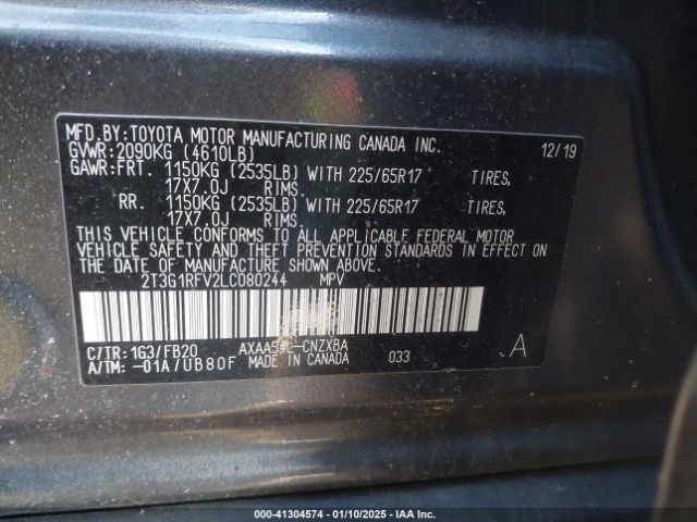 2T3G1RFV2LC080244 Toyota RAV4 LE