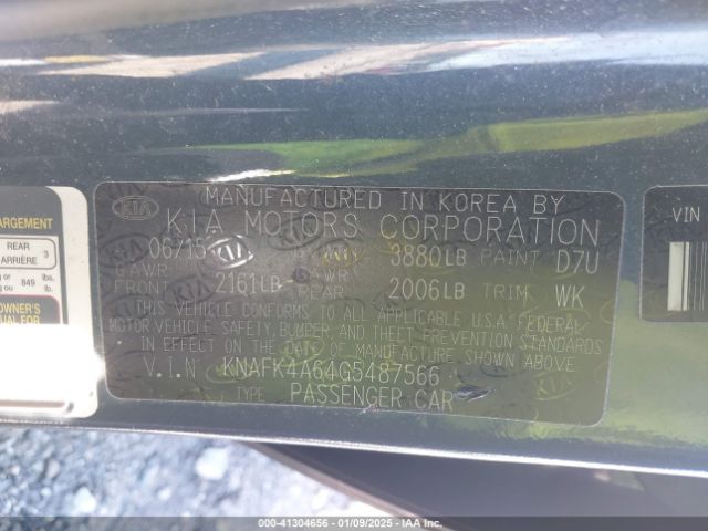 KNAFK4A64G5487566 KIA FORTE LX
