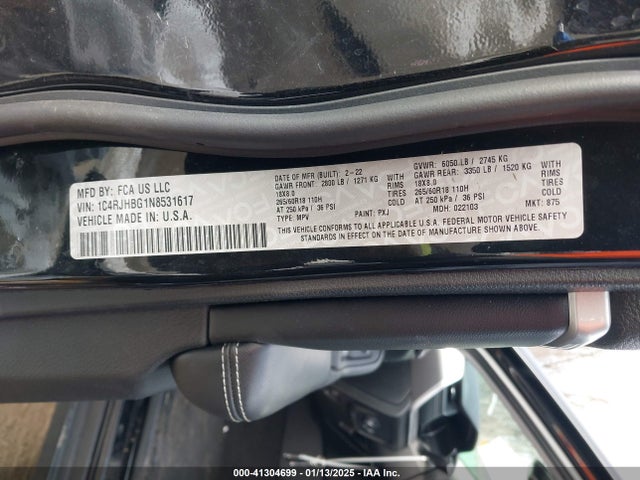 1C4RJHBG1N8531617 Jeep Grand Cherokee Limited 4x4