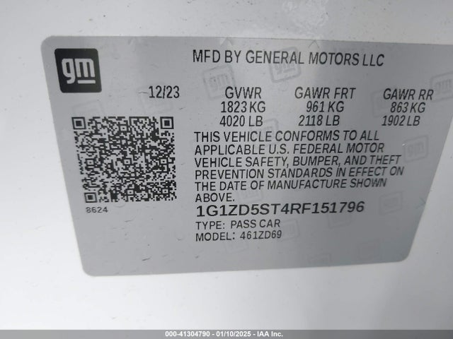 1G1ZD5ST4RF151796 Chevrolet Malibu Fwd 1lt
