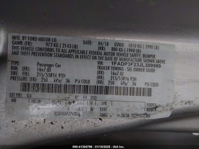 Ford FOCUS SE 2018 1FADP3F23JL309989 Image 9