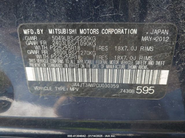 2012 MITSUBISHI OUTLANDER JA4JT3AW7CU030359 Photo 8
