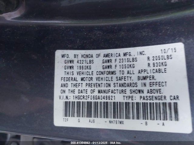 1HGCR2F06GA049621 Honda ACCORD EX