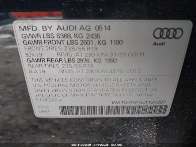 WA1LFAFP7EA124297 Audi Q5 2.0t Premium