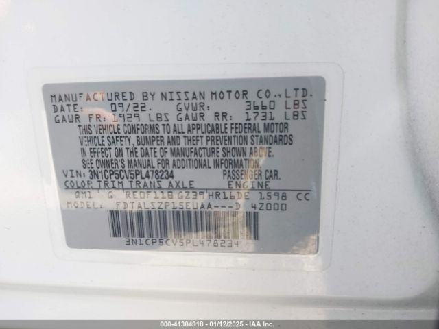 3N1CP5CV5PL478234 Nissan Kicks Sv Xtronic Cvt