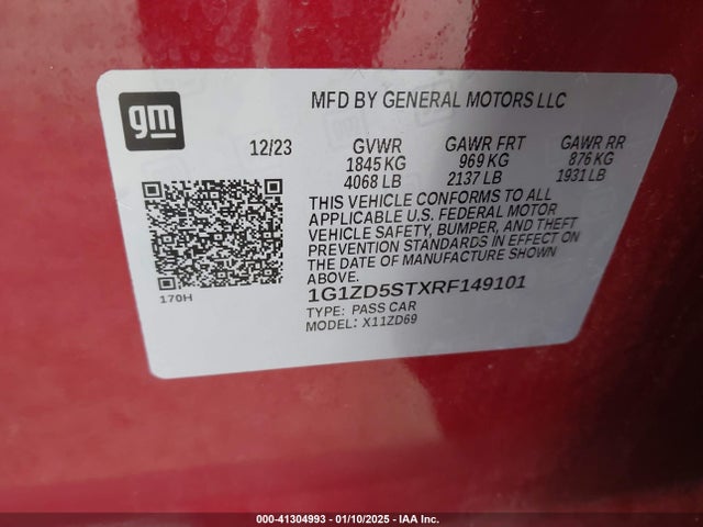 Продаж на аукціоні авто 2024 Chevrolet Malibu Fwd 1lt, vin: 1G1ZD5STXRF149101, номер лоту: 41304993
