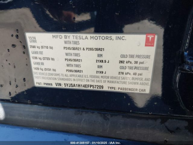 5YJSA1H14EFP57209 Tesla Model S P85