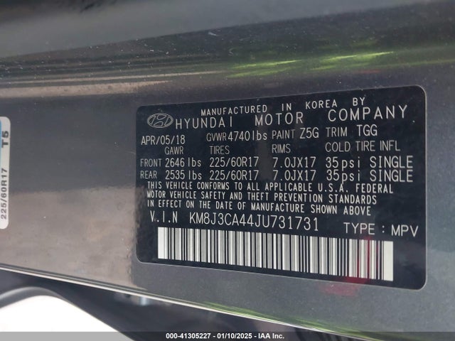 KM8J3CA44JU731731 Hyundai TUCSON SEL