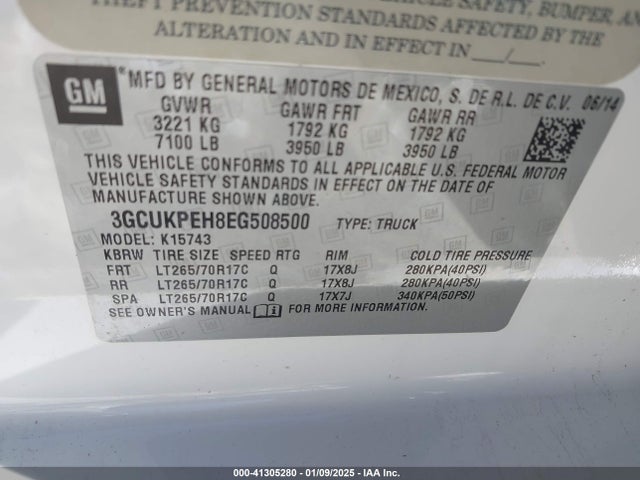 3GCUKPEH8EG508500 Chevrolet Silverado 1500 Work Truck 2wt