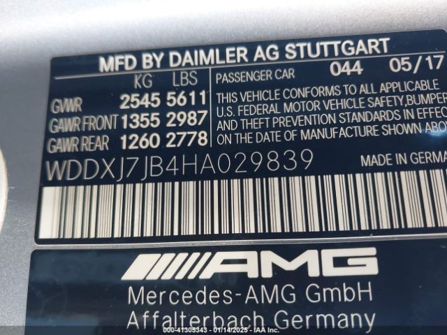 WDDXJ7JB4HA029839 Mercedes-Benz Amg S 63 4matic