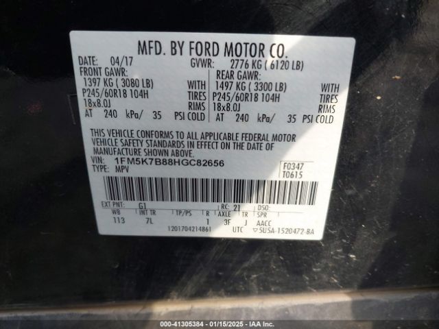 1FM5K7B88HGC82656 Ford Explorer