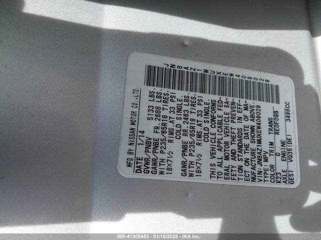 JN8AZ1MUXEW409029 Nissan Murano Le/s/sl/sv