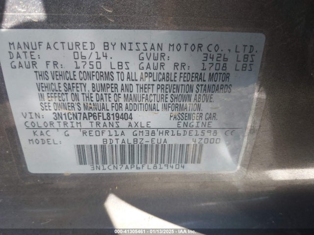 Nissan Versa 1.6 Sv 2015 3N1CN7AP6FL819404 Image 9