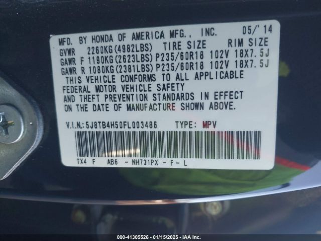 5J8TB4H50FL003486 Acura RDX