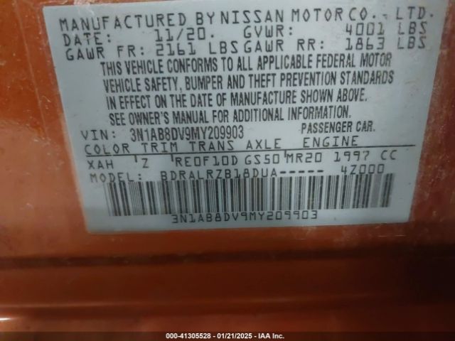 3N1AB8DV9MY209903 Nissan Sentra Sr Xtronic Cvt
