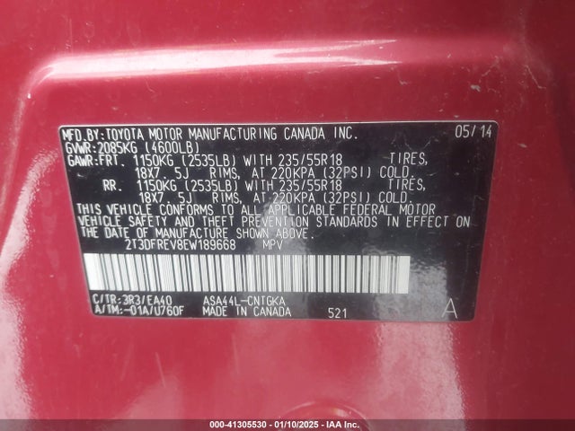 Toyota Rav4 Limited 2014 2T3DFREV8EW189668 Image 9