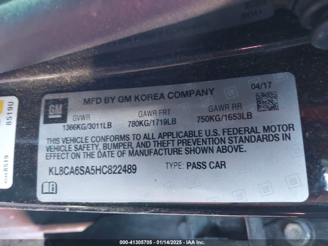 KL8CA6SA5HC822489 Chevrolet Spark Ls Manual