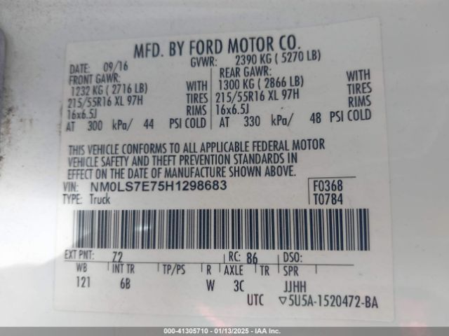 NM0LS7E75H1298683 Ford Transit Connect Xl