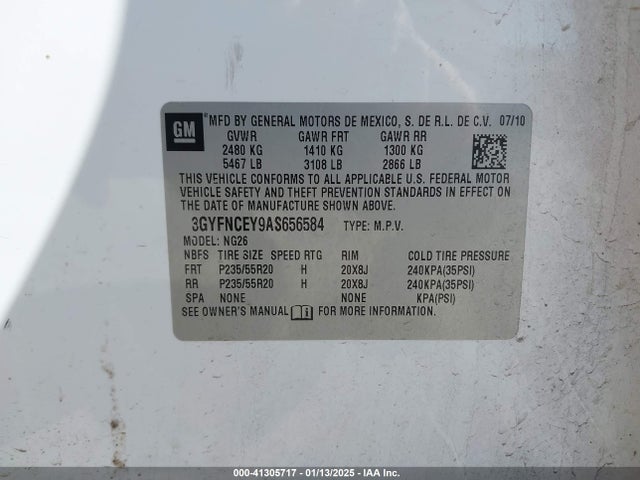 2010 CADILLAC SRX 3GYFNCEY9AS656584 Photo 8