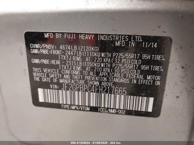 2015 Subaru Xv Crosstrek Hybrid Touring მანქანა იყიდება აუქციონზე, vin: JF2GPBPC4FH217665, აუქციონის ნომერი: 41305824