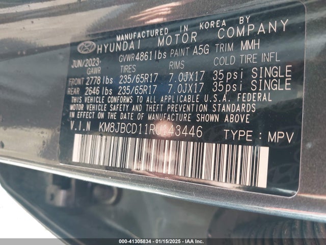 KM8JBCD11RU143446 Hyundai Tucson Hybrid Blue
